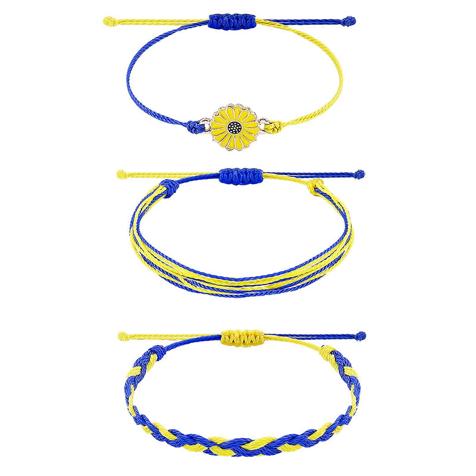 Multilayer Braided Ukrainian Flag Bracelet Adjustable Daisy Bracelet Universal