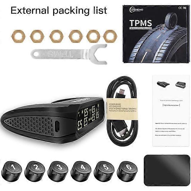 CODASH Car TPMS Tire Pressure Monitoring System Colorful Screen Auto Display Alarm Monitoring USB Charging Temperature Alert