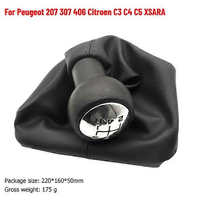 5-Speed Gear Shift Knob Shifter Boot For Peugeot 207 307 Citroen C3 C4 C5 W/ Collars Lever Stick Gaiter Boot Cover Interior Part