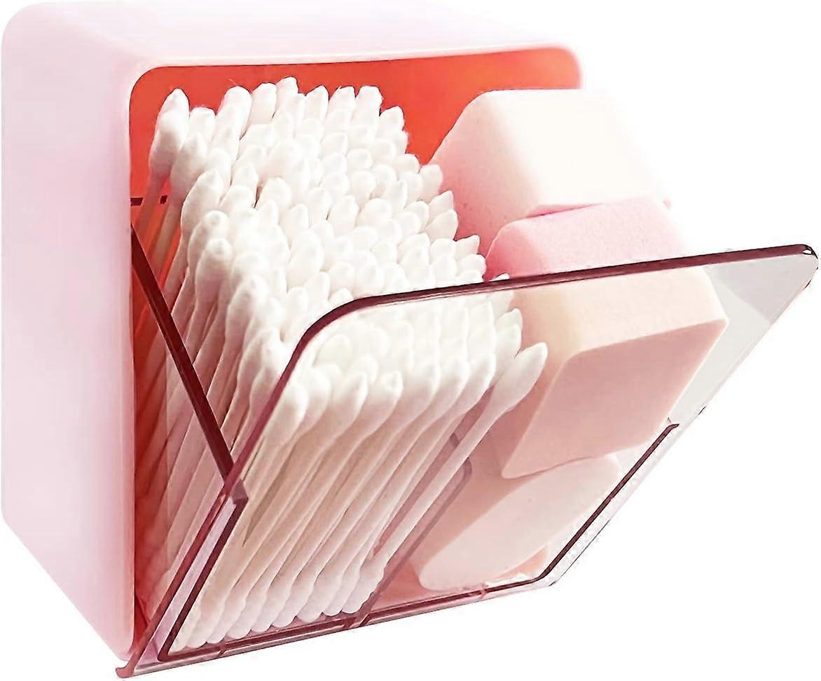 Cotton Balls Holder Canister for Cotton Rounds, Swabs, Floss, Dispenser Container Box with 2 Compartments, Bathroom Vanity Countertop Storage Organize