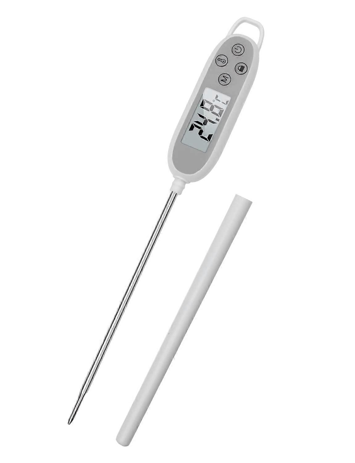 Digital Meat Thermometer, Food Thermometer Instant Read Cooking IP65 Waterproof, 141mm Probe Thermometer for Frying, Baking, Milk (Battery Included)
