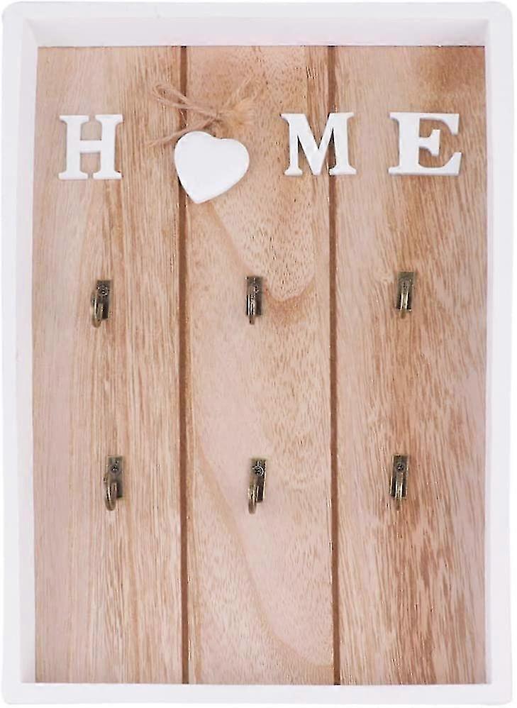 Wooden Key Hook 6 Hooks Key Plate