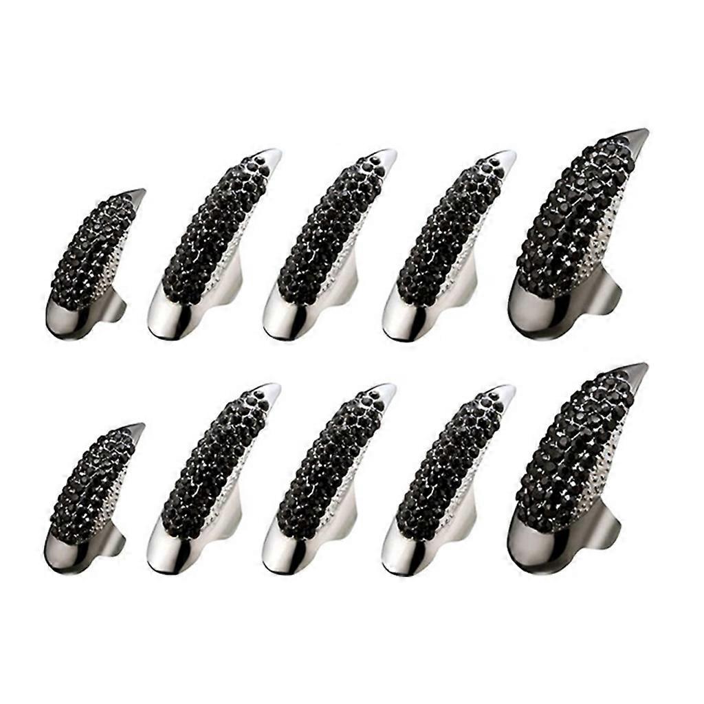 10 Pcs Eagle Claw Fingertip Ring Adjustable Punk Nail Rings Nail Decoration