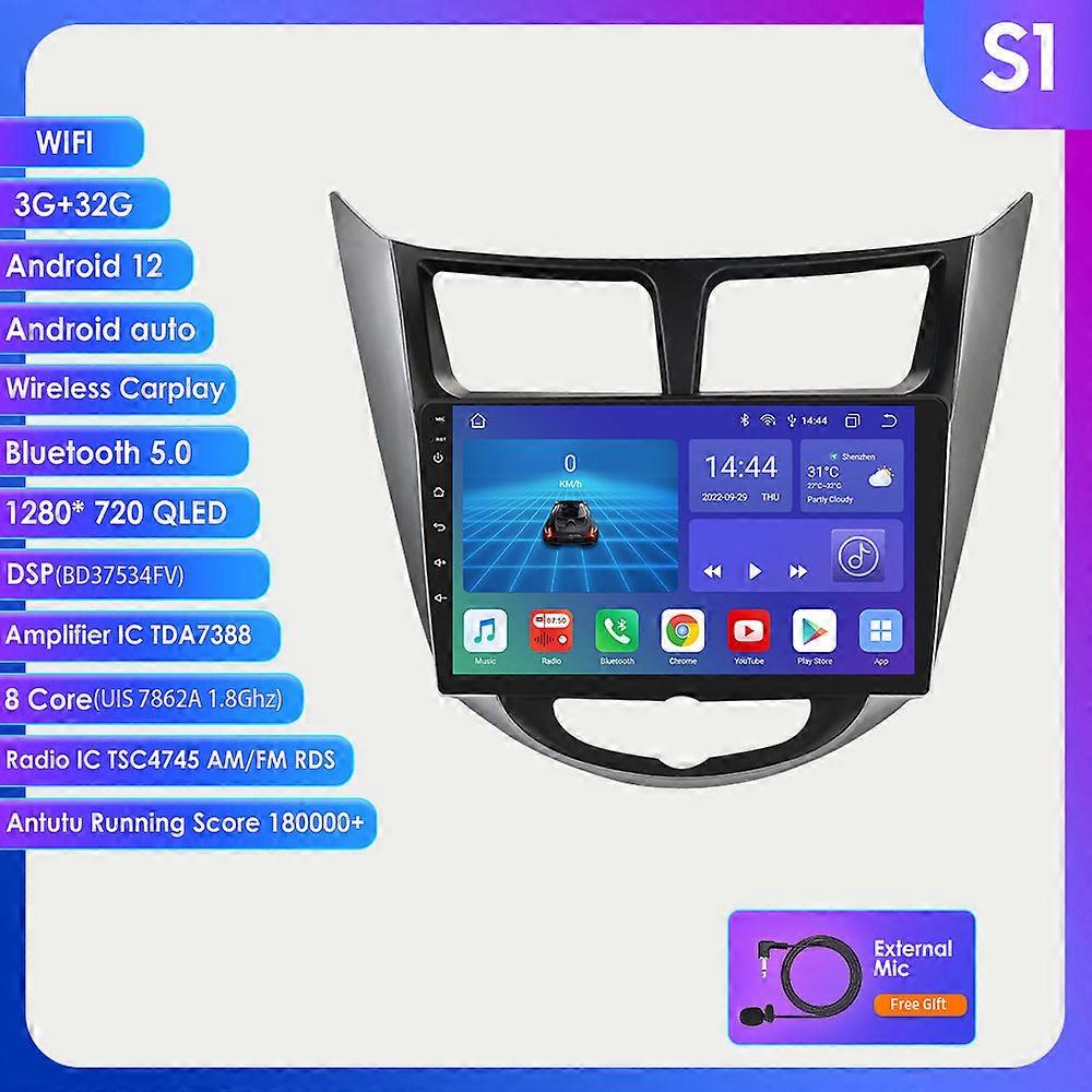 S5 Car Radio Android Player for Hyundai Solaris Verna Accent 2010 -2016 Auto Stereo Multimedia Video Navigaion GPS Audio Speaker
