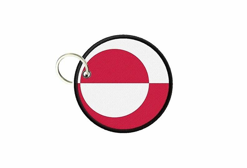 Keychain keys Greenland flag printed round round round
