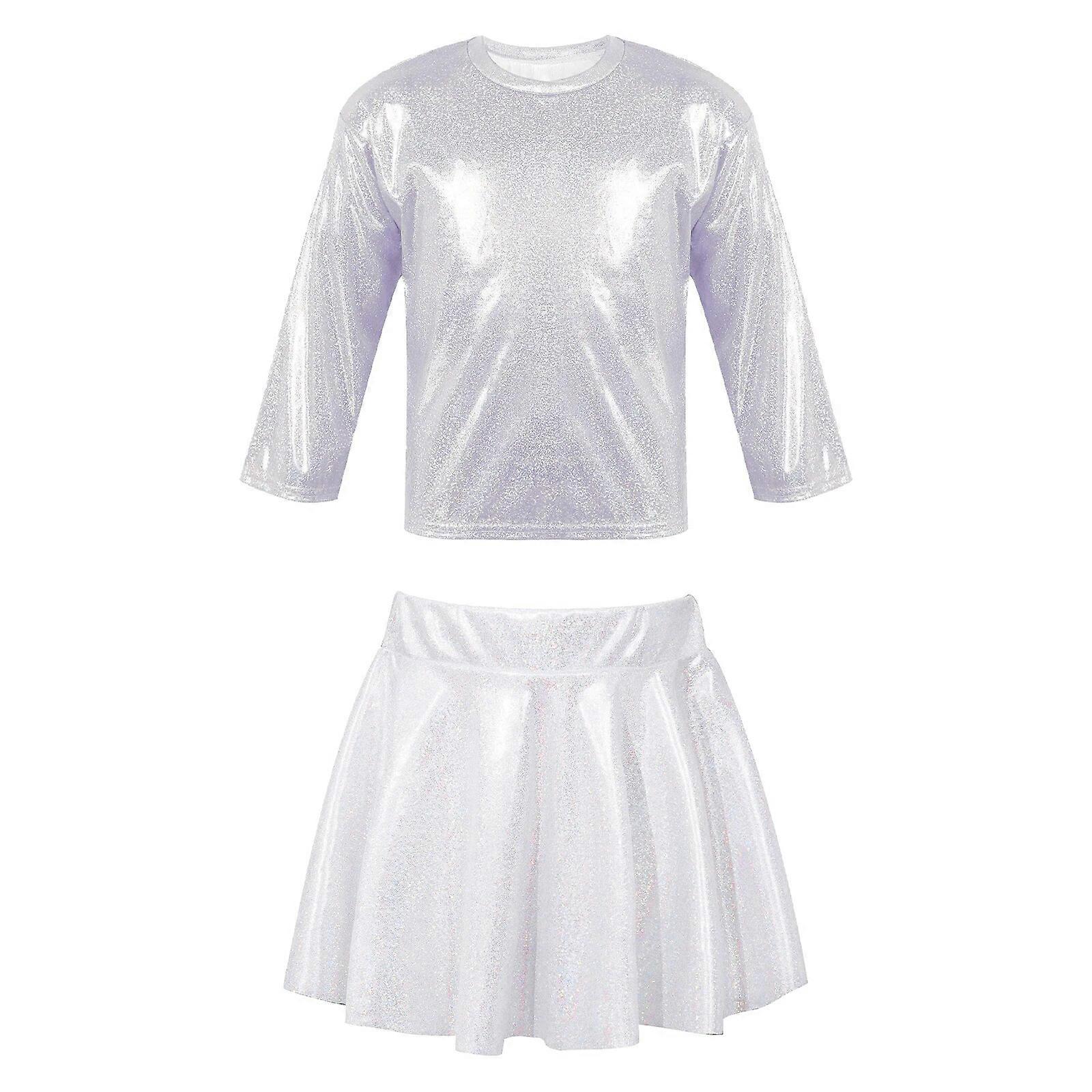 Barn Balett Outfit Mode Flickor Dans Kostym Prestanda Kläder Glänsande Metallic Jazz Dans Hip Hop Kläder Danskläder för barn