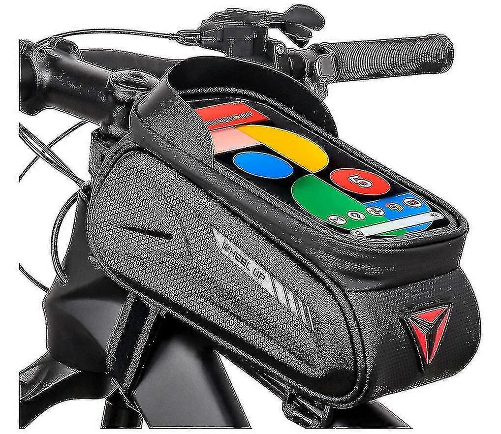 Bicycle Frame Bag Waterproof Bicycle Mobile Phone Case Handlebar Bag Top Tube Bag With Touchscreen Window Sun Visor Reflective Bicycle Mobile Phone Ho