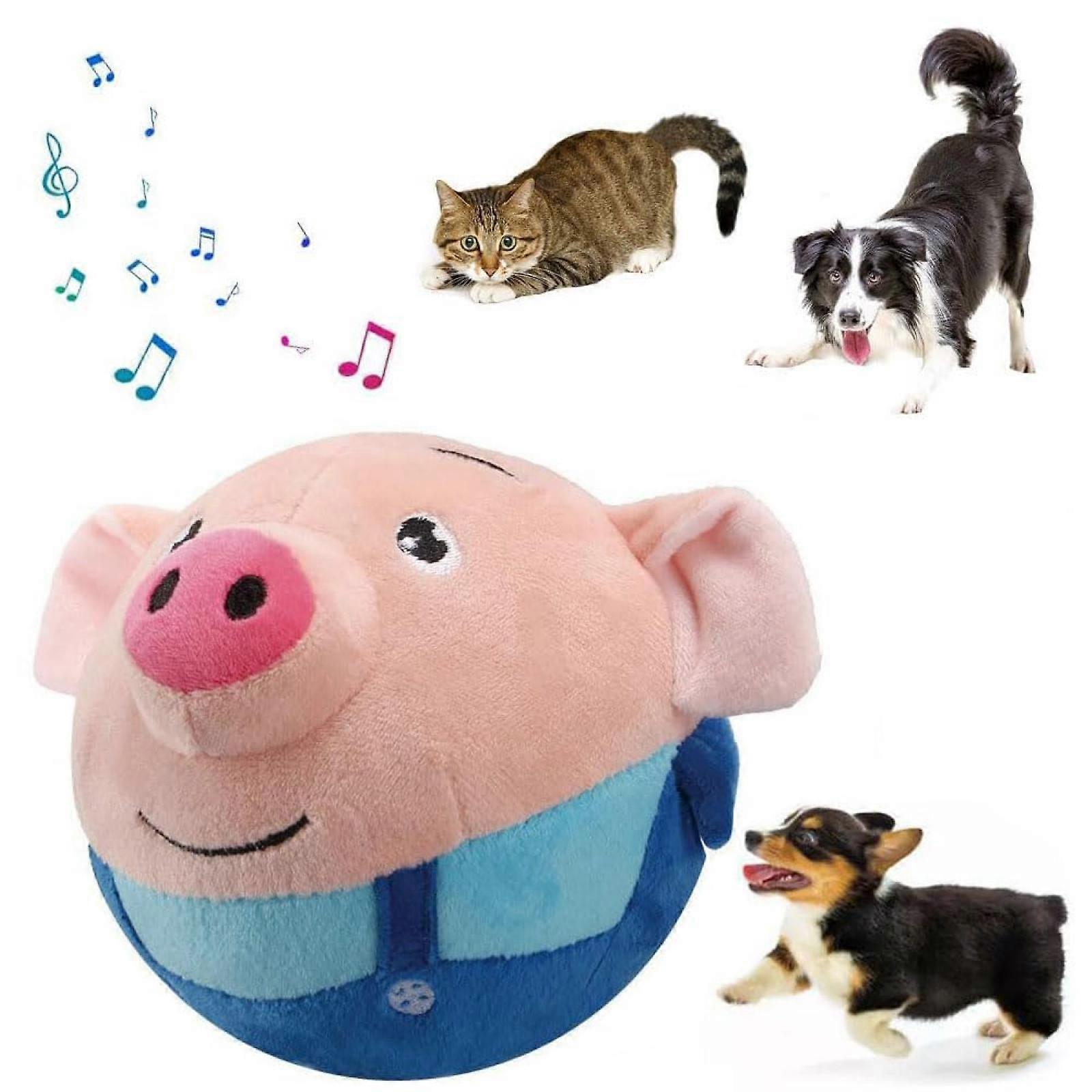 2024 New Active Moving Pet Plush Interactive Dog Toy, Squeaky Moving Dog Ball Toy, Washable Cartoon Pig Plush Sounding Electronic Dog Toy, Shake and B