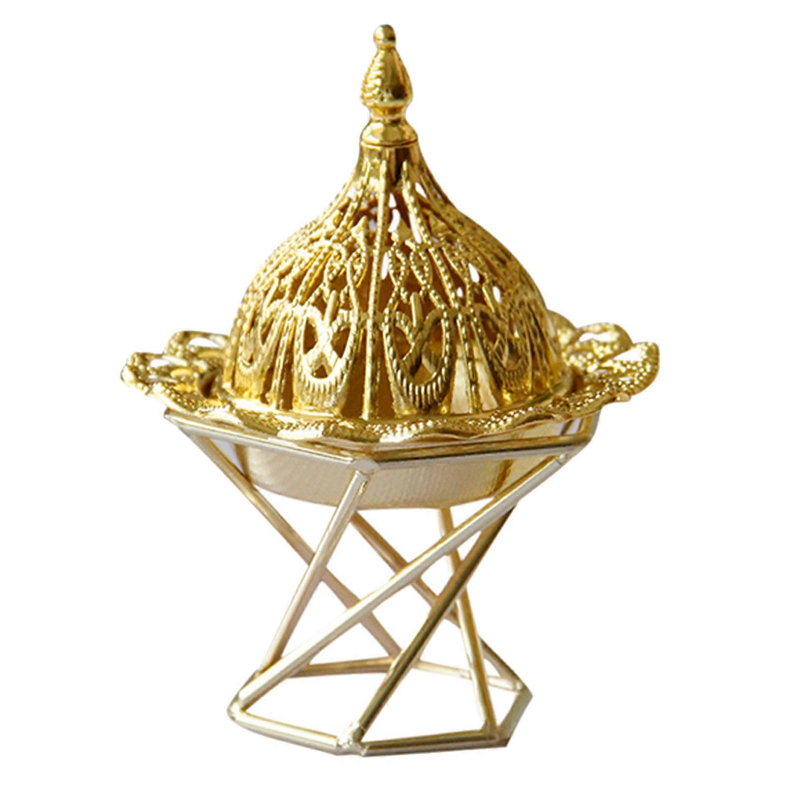 Burner Censer Tower Shape Hollow Out Metal Middle East Style Ash Catcher Incense Holder for Home