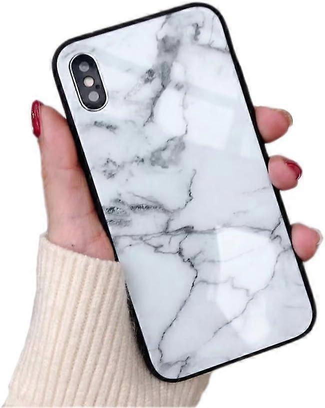 iPhone X / iPhone Xs Case الفاخر من الرخام منقوش الزجاج المقسى الغطاء الخلفي مع إطار ممتص الصدمات الناعم TPU امتصاص الصدمات 360 درجة كامل الجسم بروتين قوي