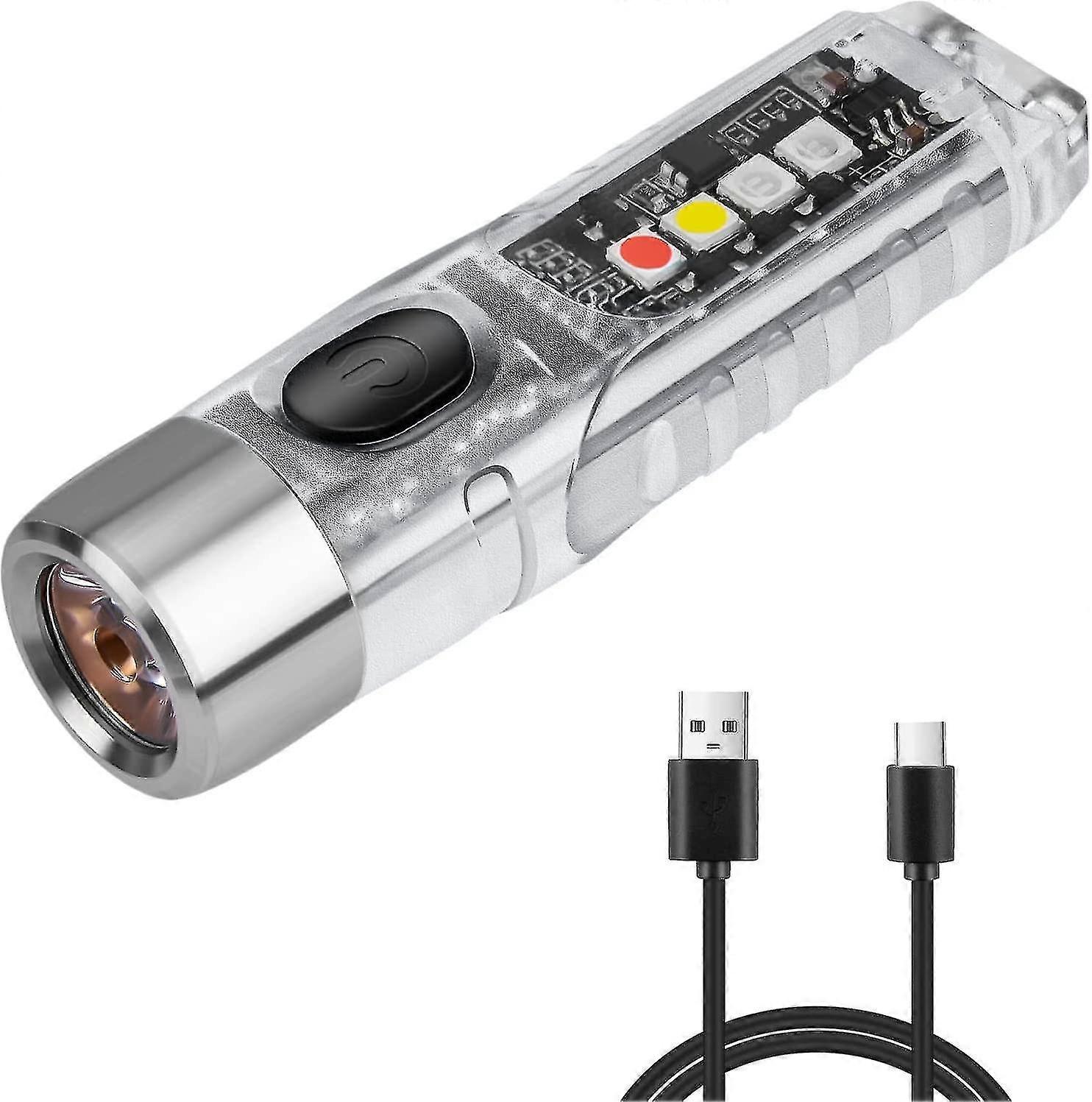 S12 40 Hours Of Battery Life Small And Powerful Type-c Mini Keychain Rechargeable Led Flashlight Ip65 Waterproof Multifunctional Ideal For Searching O