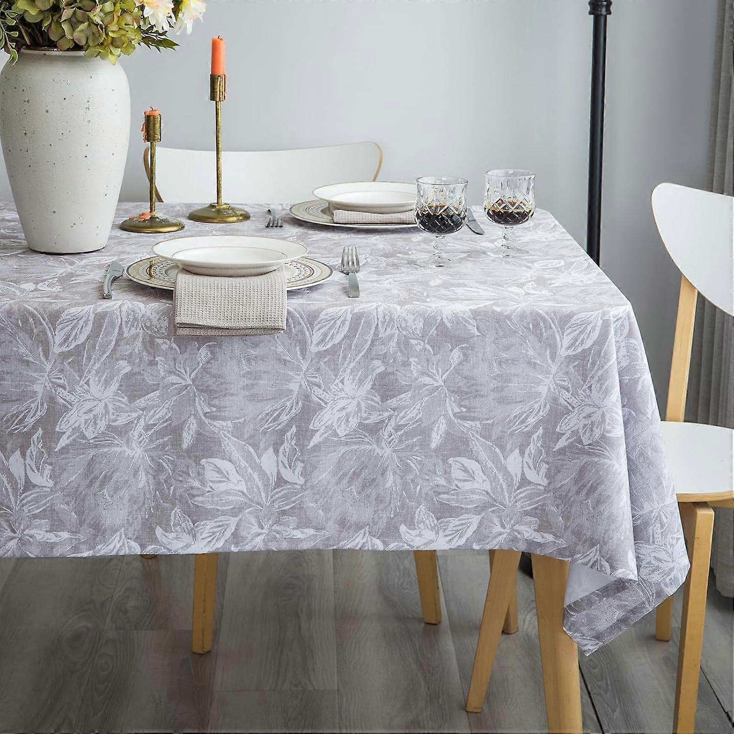 Water Proof Soil Release Tablecloth Flower Printed Spillproof Rectangle Table Cloth,Oblong Tablecloths Washable Wrinkle Free Table Cover for Kitchen D