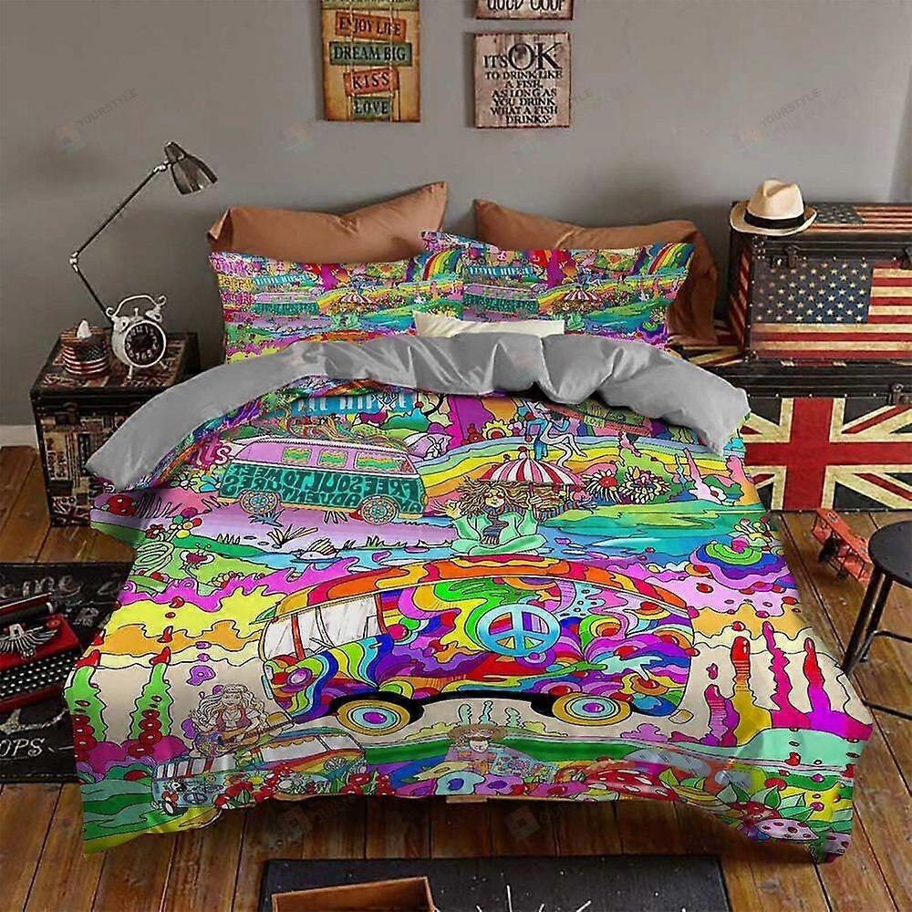 v2520 Lakan Fun Trip Hippie Style Påslakanset Sängkläder Mjuka sängkläder Lakan IU2520