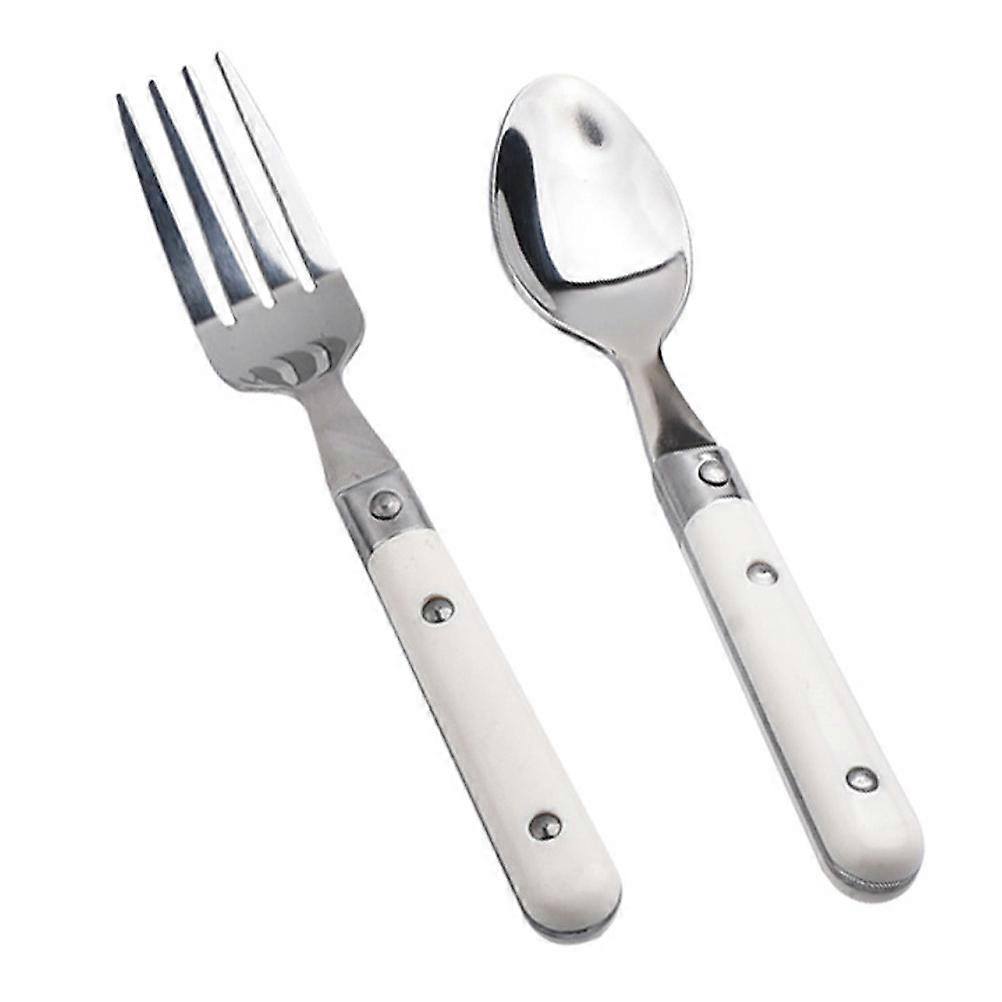 2Pcs Kids Fork with Spoon Stainless Steel Kid Tableware Kid Flatware for Daily Use