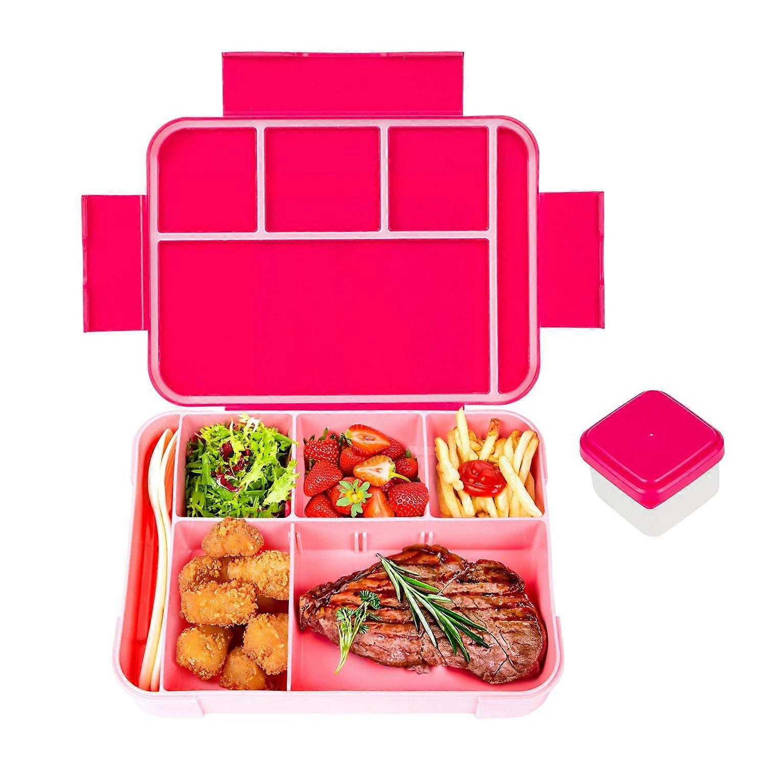 Kids Bento Lunch Box Leak-Proof 6-Compartment Toddler Snack Container with Utensils Ice Tray