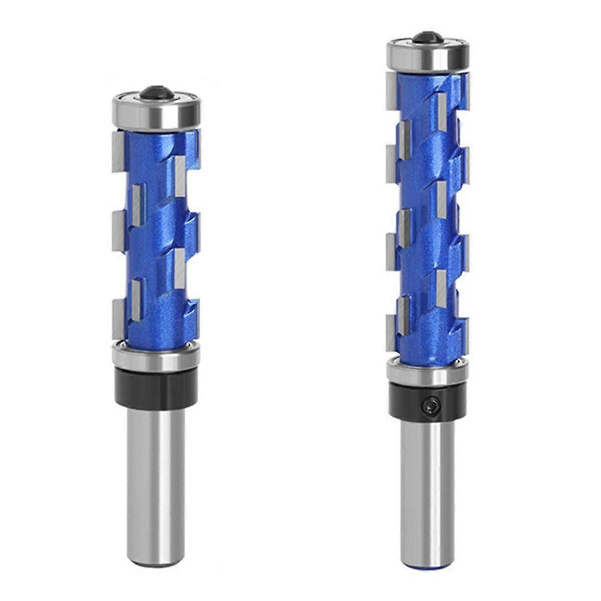 2Pcs 12mm-Shank Flat Trimming Router Bits, Double Bearing Spiral Trimming Tool Woodworking Milling
