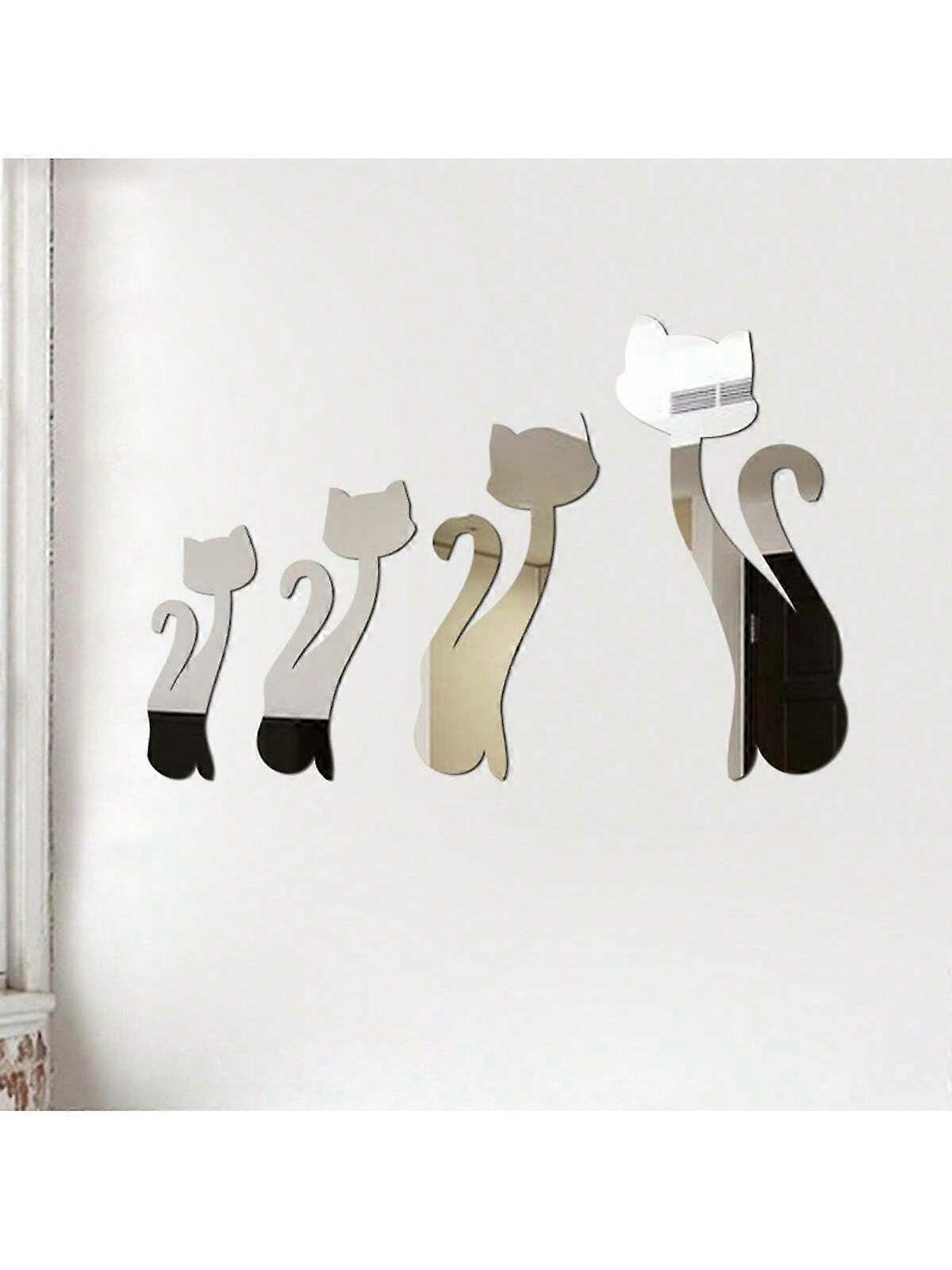 4pcs אקריליק חתול מראה מדבקות המתנות הטובות ביותר