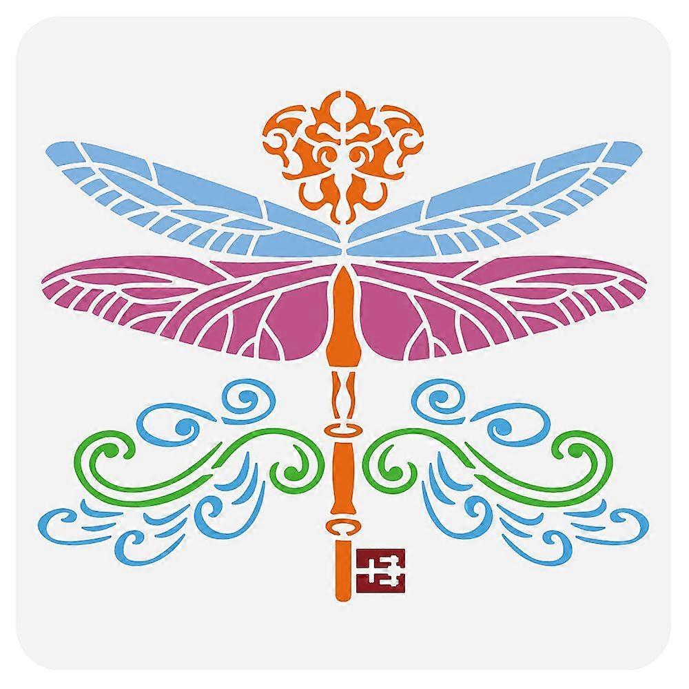 PET Hollow Out Drawing Painting Stencils for DIY Scrapbook Photo Album Dragonfly Pattern 300x300mm