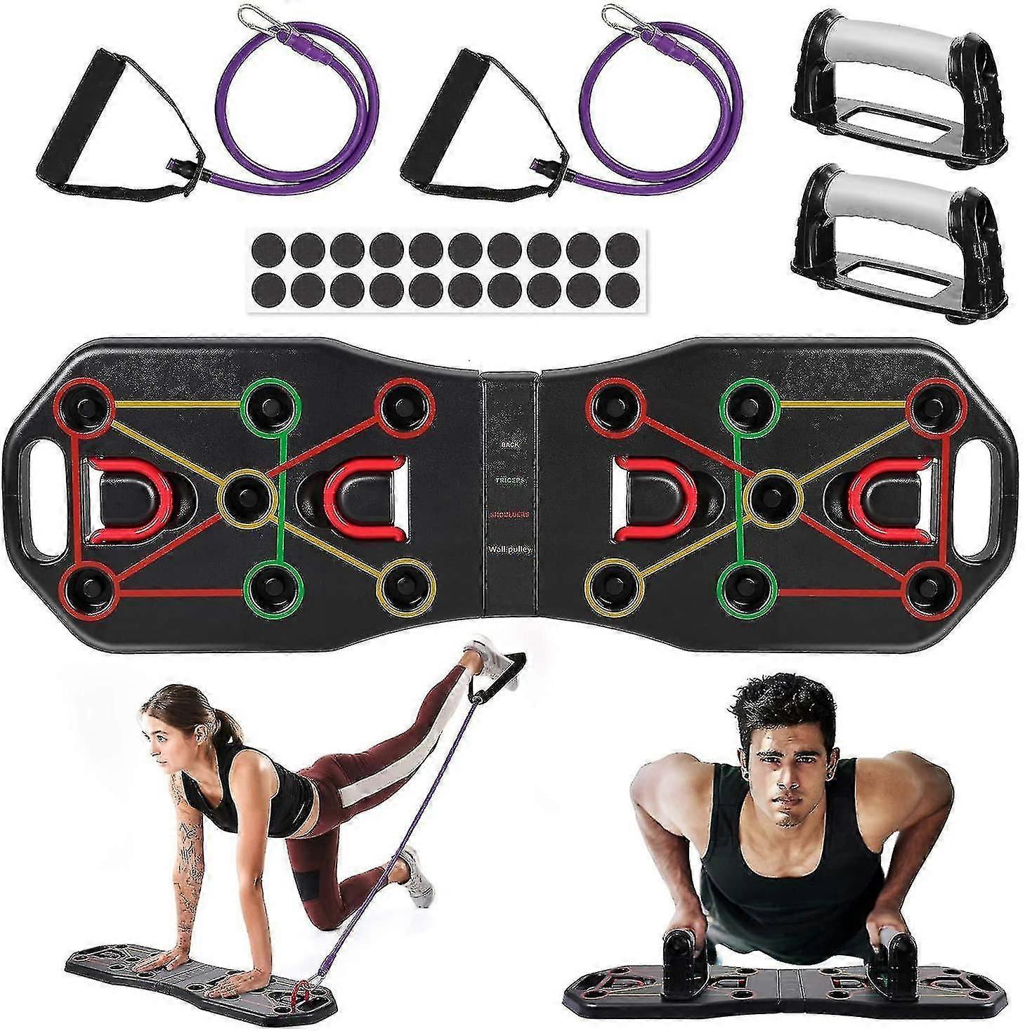 Push Up Board, 9 In 1 Foldable Board With Resistance Bands, Multifunction Home Workout Press Up Board, Gym Exercise Equipment Push-up Board For