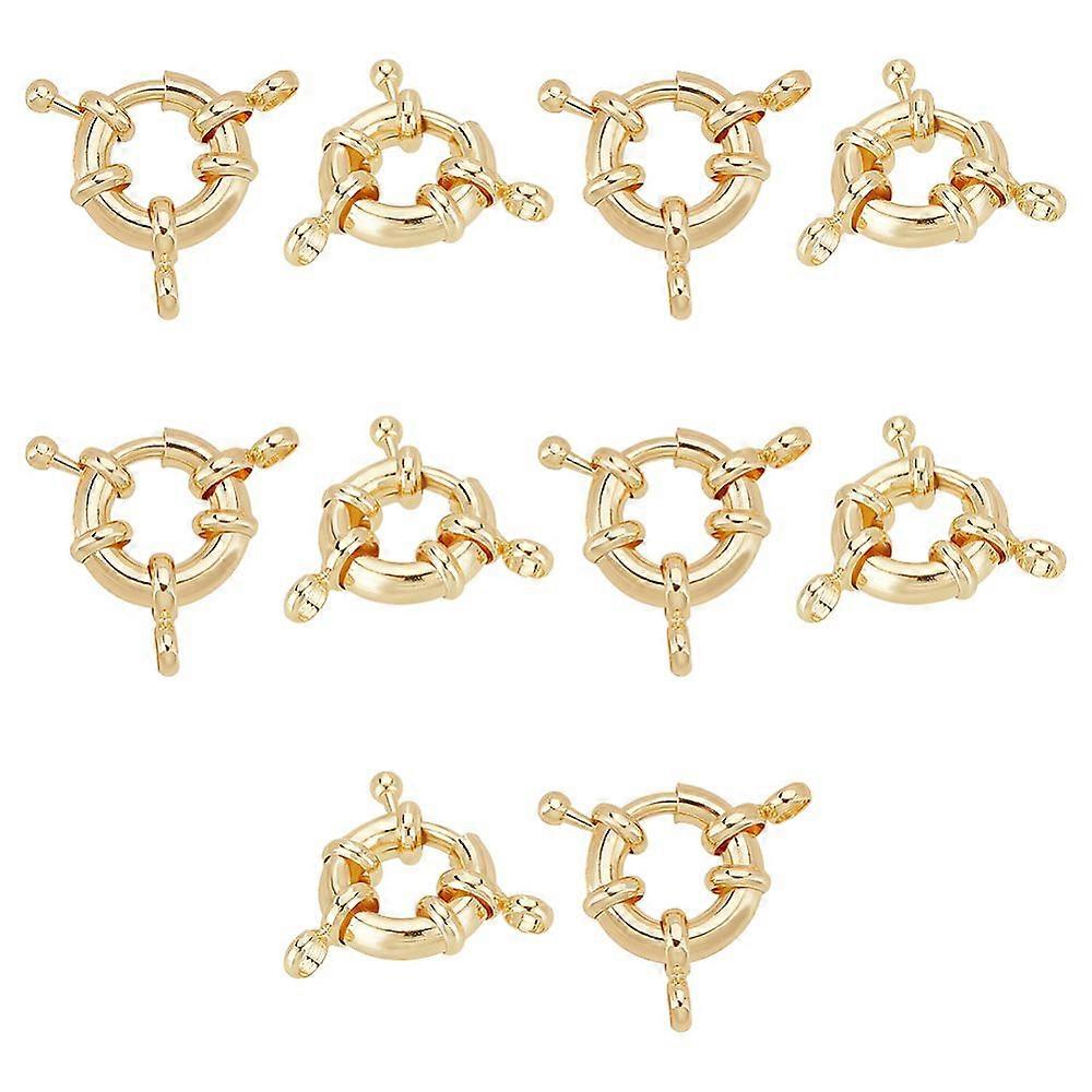10Pcs Brass Spring Ring Clasps Nickel Free Real 18K Gold Plated 24.5x15.5x5mm Hole: 3.5mm