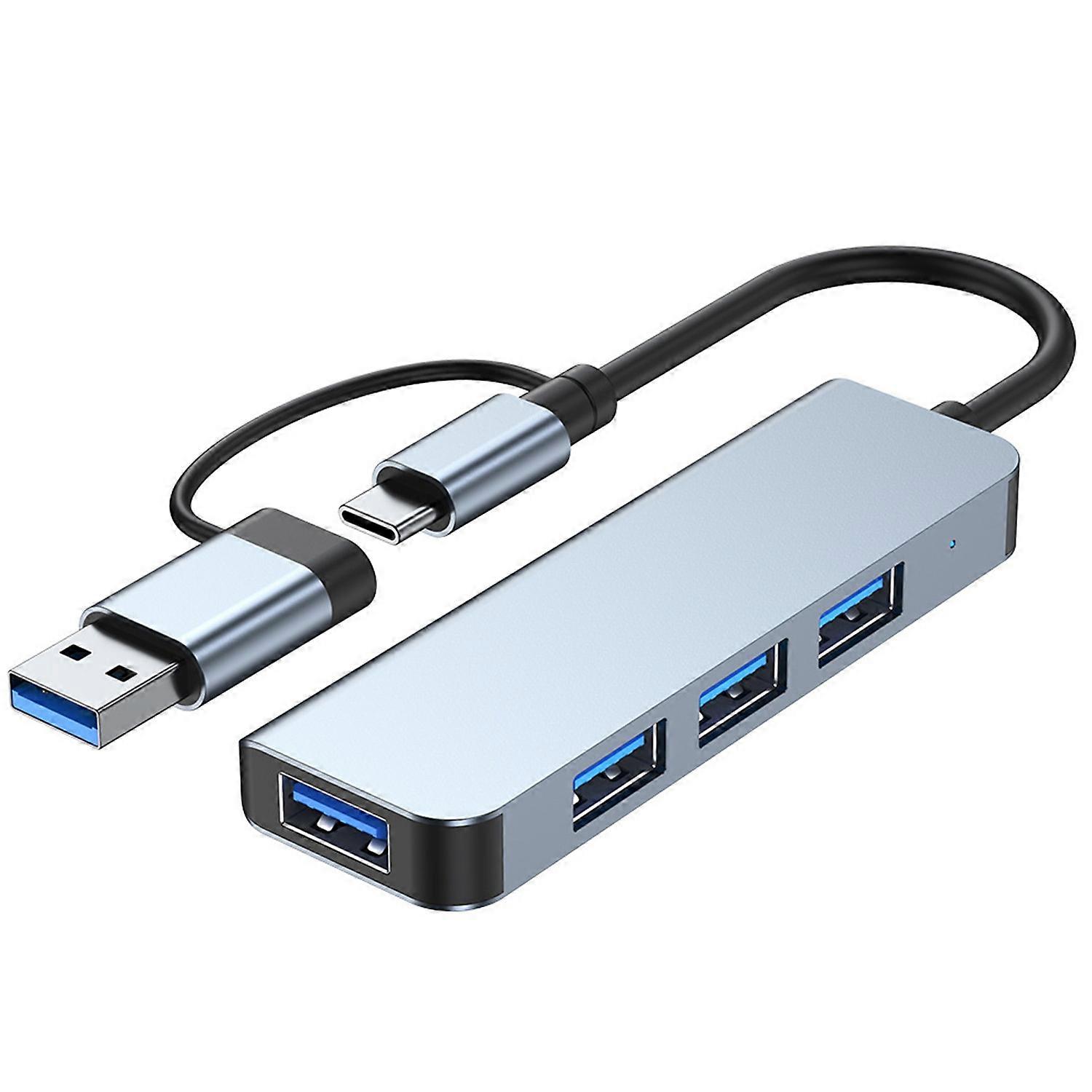 4-Port USB-C Hub Plug And Play 5Gbps High Speed Data Transfer USB3.0/Type-C to USB3.0+USB2.0 Docking