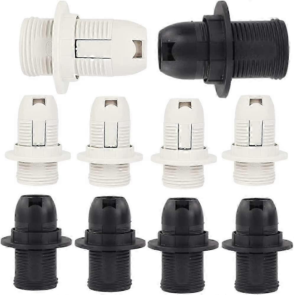 E14 Lamp Holder Screw Lamp Holder Plastic Shell Light Bulb Socket Lamp Holder E14 E14 Pendant Socket & Replacement Ring (Black White)10pcs)