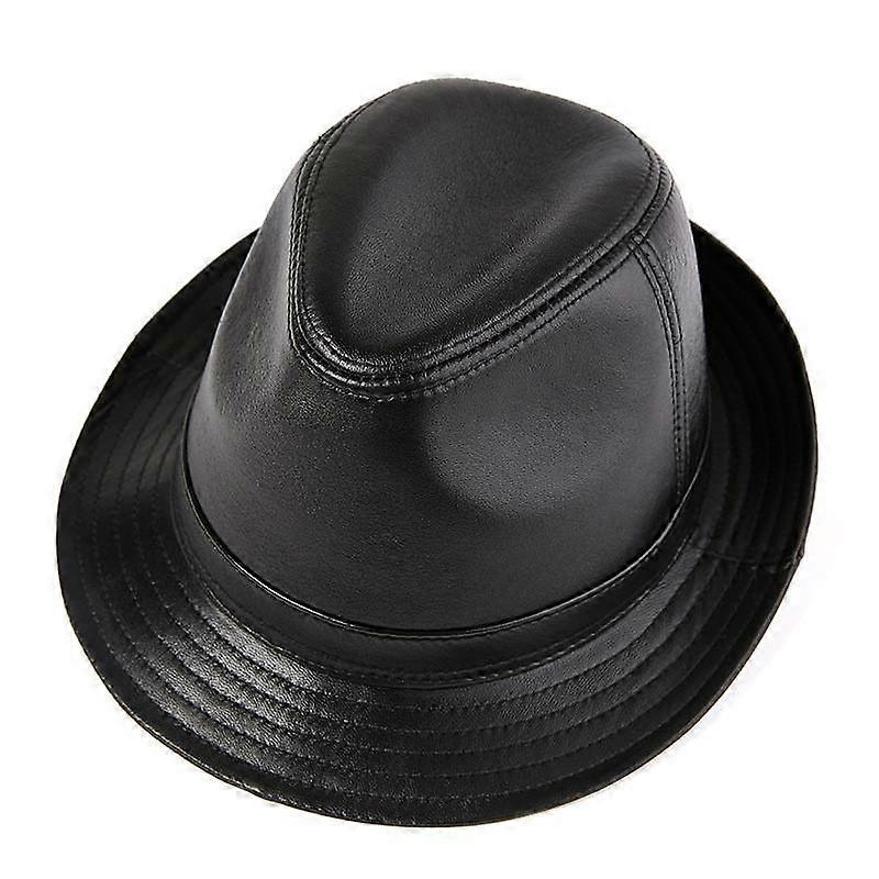 EFei Top Layer Sheepskin Hat Men's Autumn and Winter Vintage Gentleman Sheepskin Jazz Hat Hat