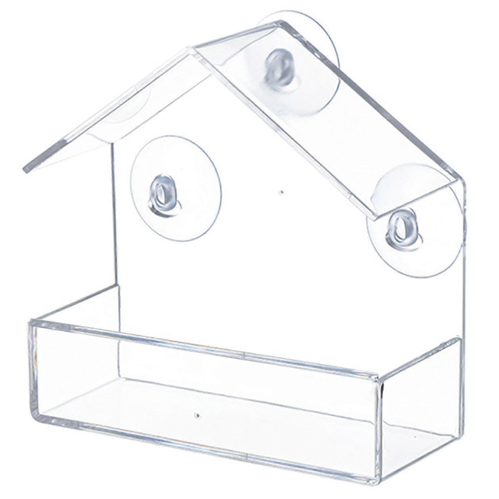 Bird Feeder Strong Suction Cup Design Acrylic Bird Food Feeder Easy to Clean Bird Food Container for Yard Garden
