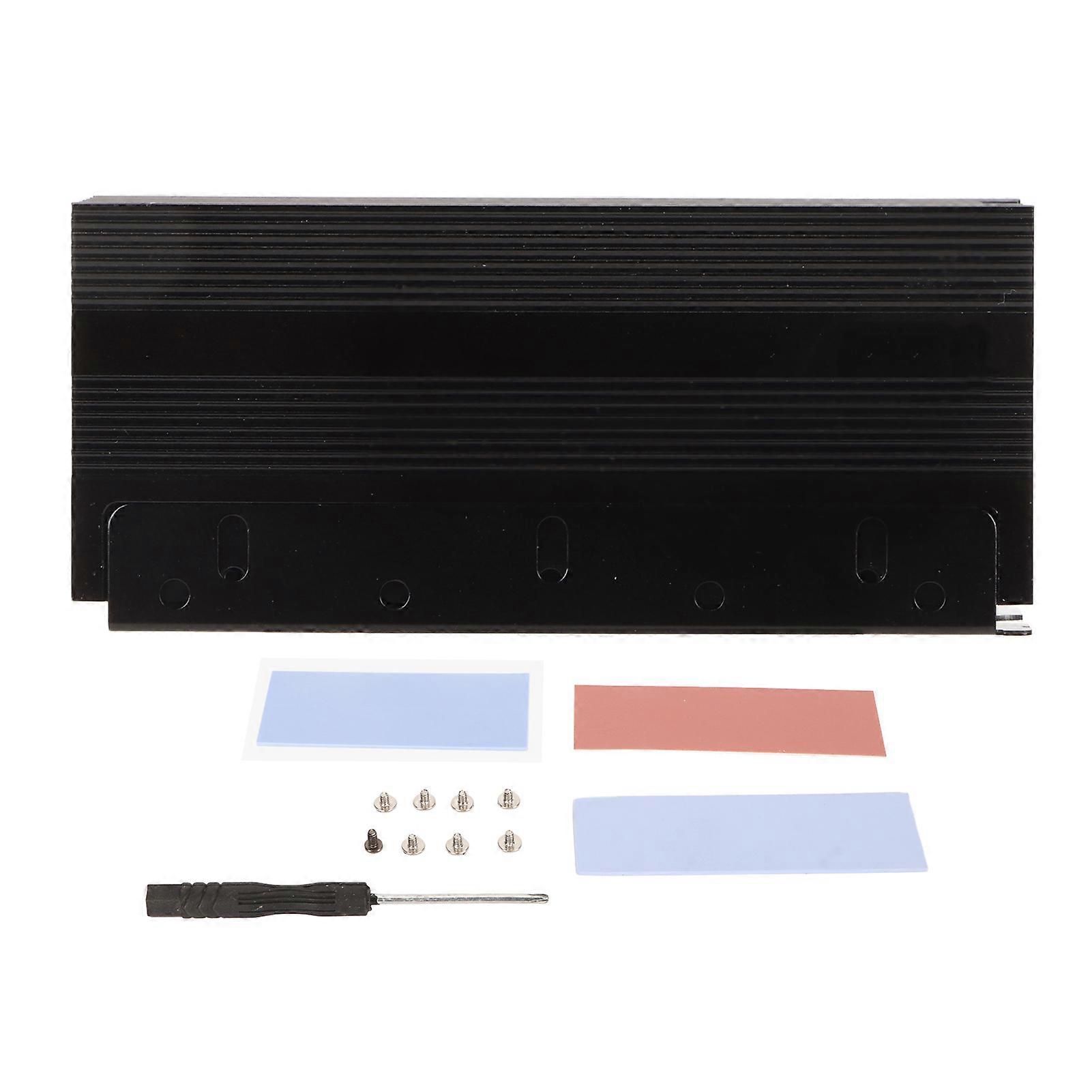 غرفة تبريد M.2 مع 3 وسادة حرارية من سبائك الألومنيوم تعمل بشكل هادئ NVME 2280 SSD Cooler SSD Radiator أسود 