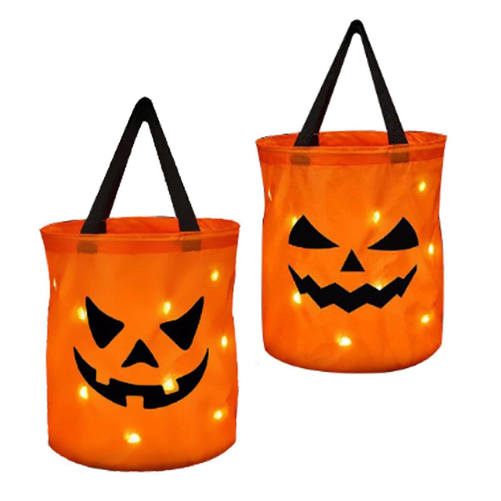 Halloween lysende godteripose, gjenbrukbar gresskar knask eller godbitpose