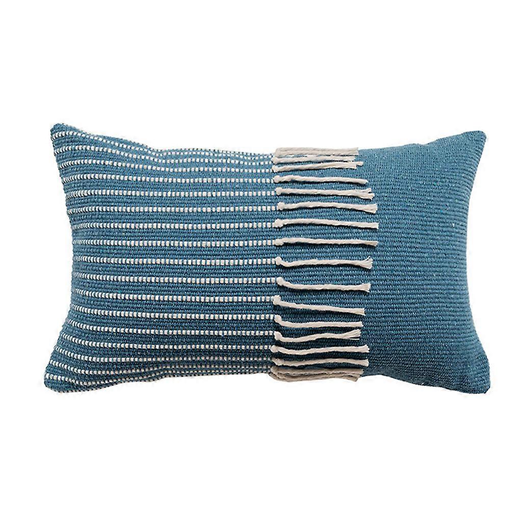 Boho Morocco Tufted Throw Pillow for Case Minimalist Striped Woven Knitted Irregular Fringe Tassels Decorative Cushion C