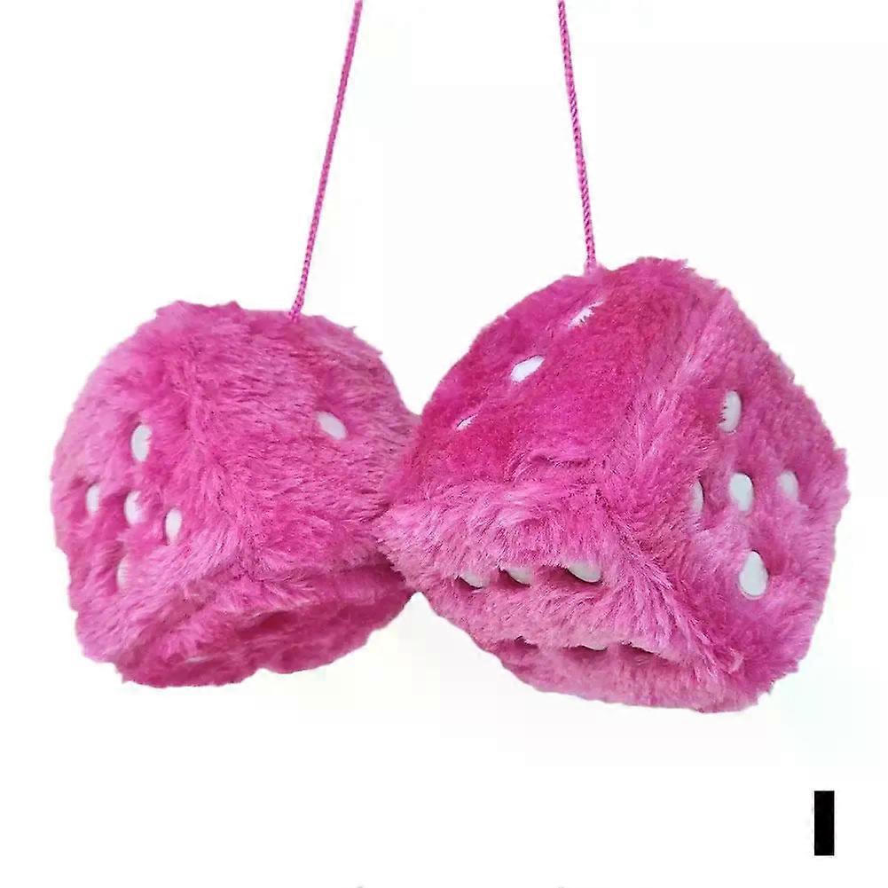 Fuzzy Plush Dice with Dots Retro Square Plush Hanging Mirror Fuzzy Dices for Pink Car Interior Ornament Decoration F3O7