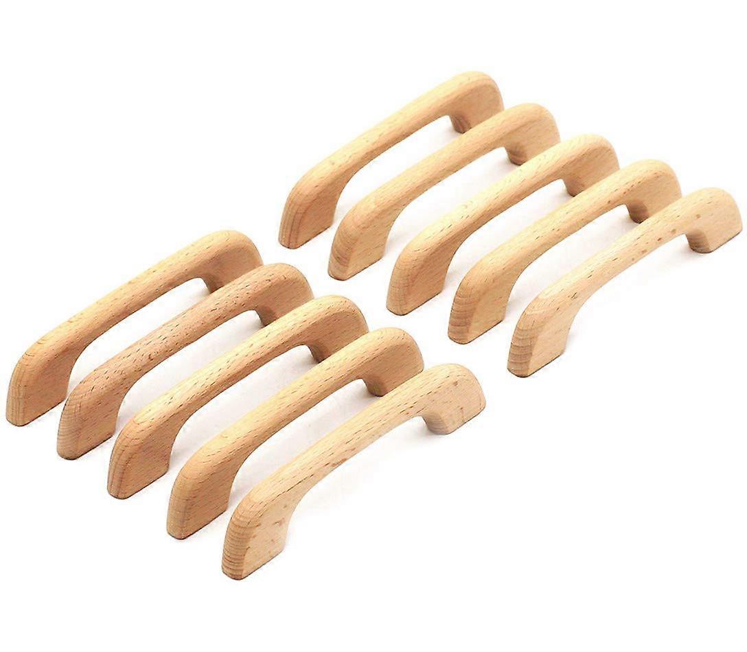 10-Pack Unfinished Wood Drawer Pulls - 5” Length with 4” Hole Spacing for Cabinets/Dressers