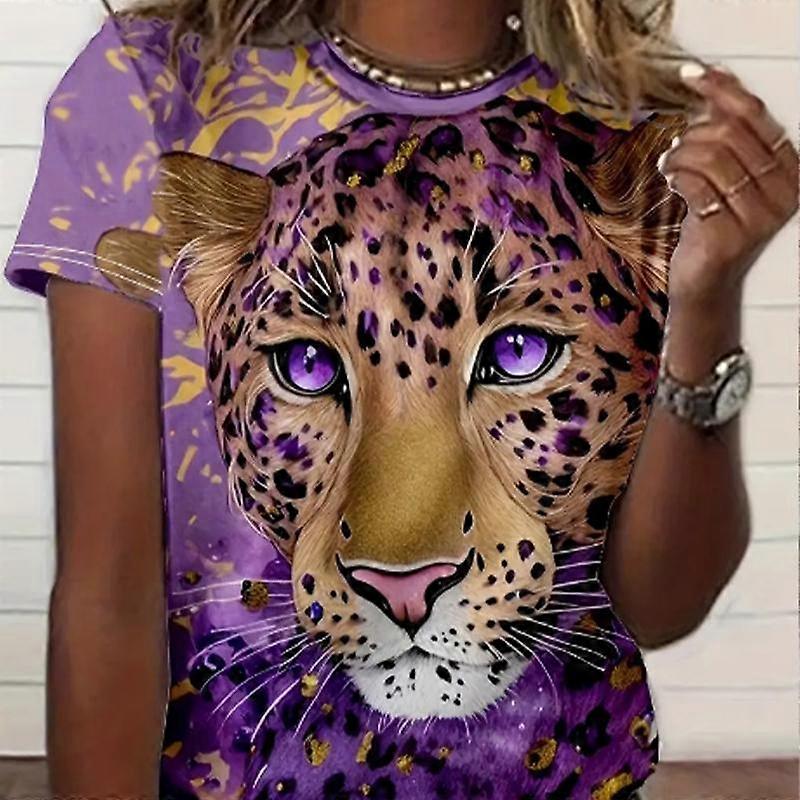módní dámské barevné 3D zvířata tisk tričko vtipné ležérní o-krk krátké rukávy tričko letní dámské tričko