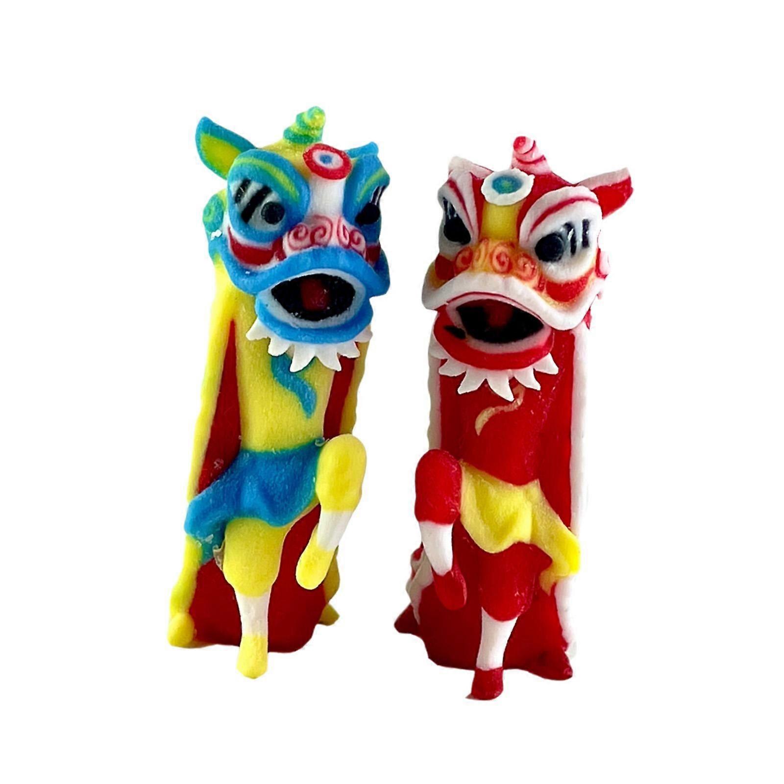 2 Stück 1/64 Diorama Löwe Tanz Modell Kunsthandwerk für Puppenhaus Mikro Landschaften