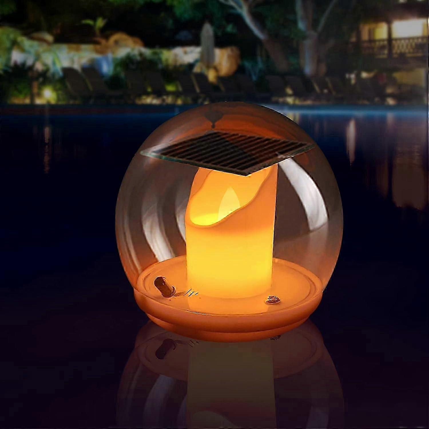 high qualityPond Lighting, Solar Floating LED Tea Light with Remote Control, 3 Modes Flame Light Solar Floating Pool Lighting