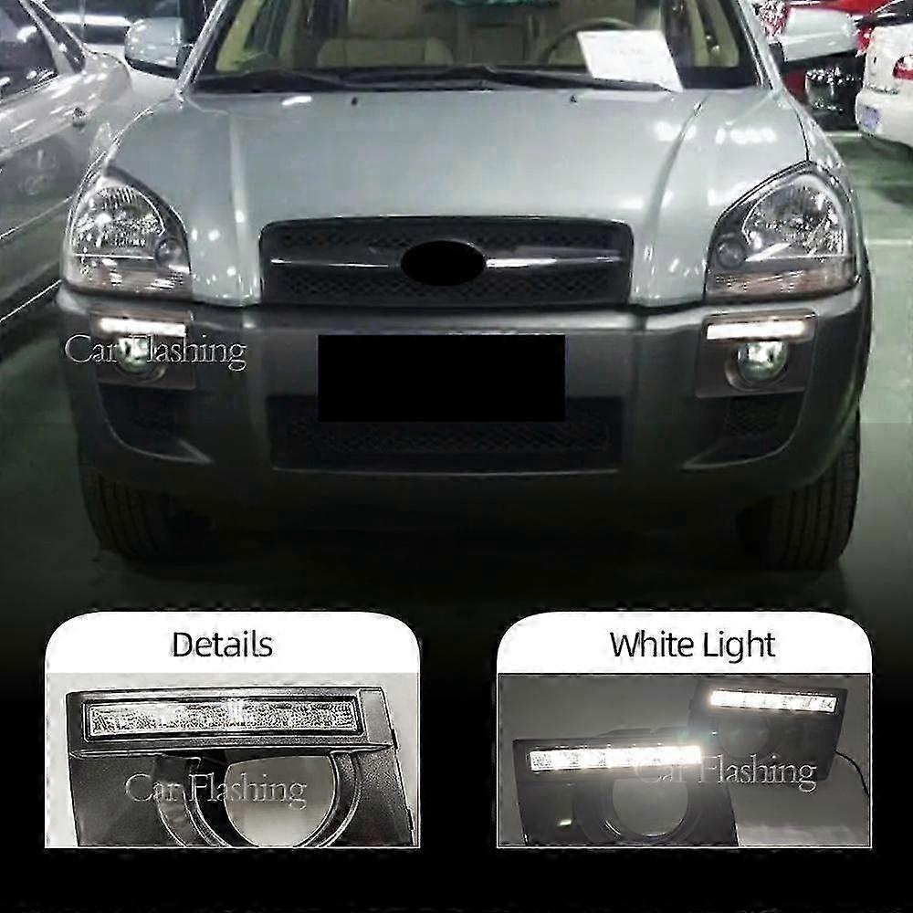 High quality2PCS LED Daytime Running Lights For Hyundai Tucson 2005 2006 2007 2008 2009 Daylight DRL Foglights Fog Lamp Cover