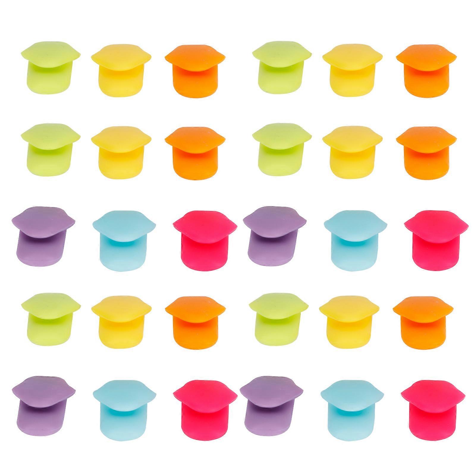 5 Set Drink Markers Silicone Tongue Shape Labels for Glass Cups - Bar Party Accessory, Reusable and Colorful