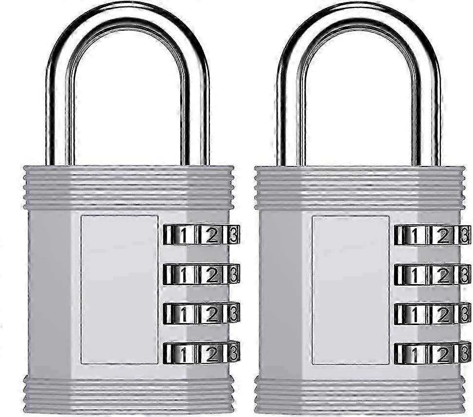 Combination Lock for Locker, 4 Digit Combo Lock for Gym, School, Fence, Toolbox, Gate (2 Pack, Sliver)