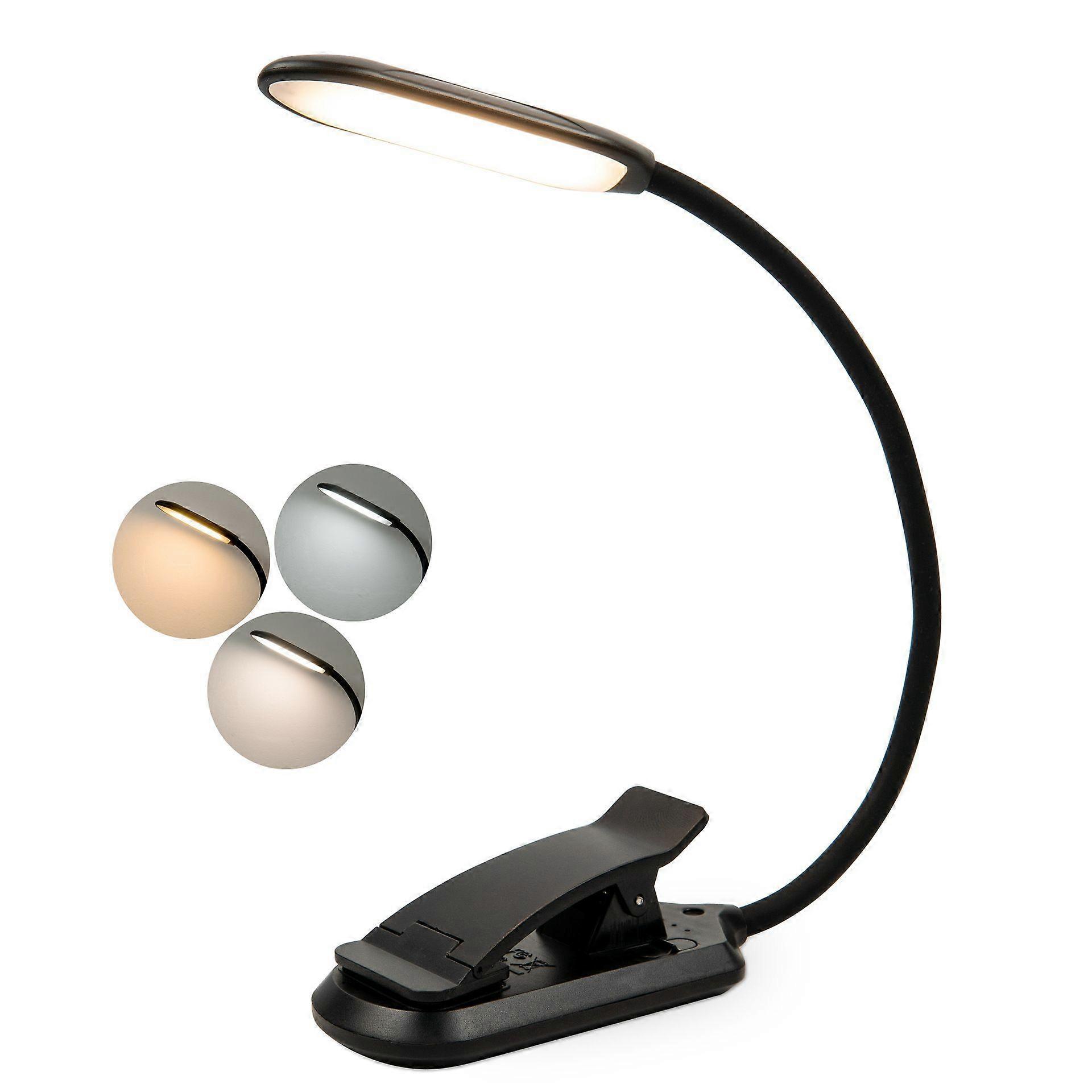 LED Clip on Book Light, 3 Eye-Protecting Modes Flexible Reading Light Book Lamp (Warm&Cool White Light) -Stepless Dimming