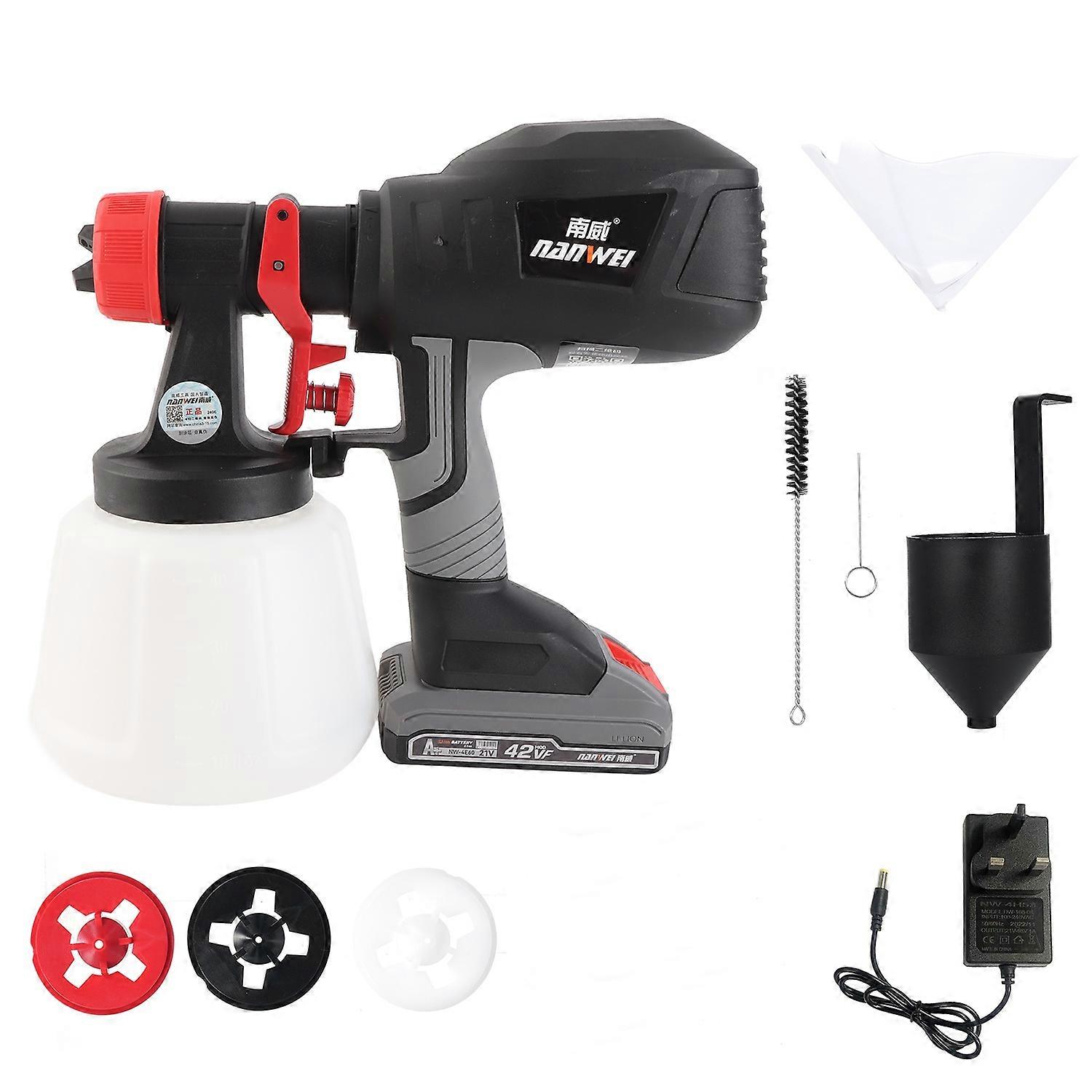 Electric Paint Sprayer 21V 1200ml Container High Speed Paint Spraying Machine with 4 Nozzle for Hous