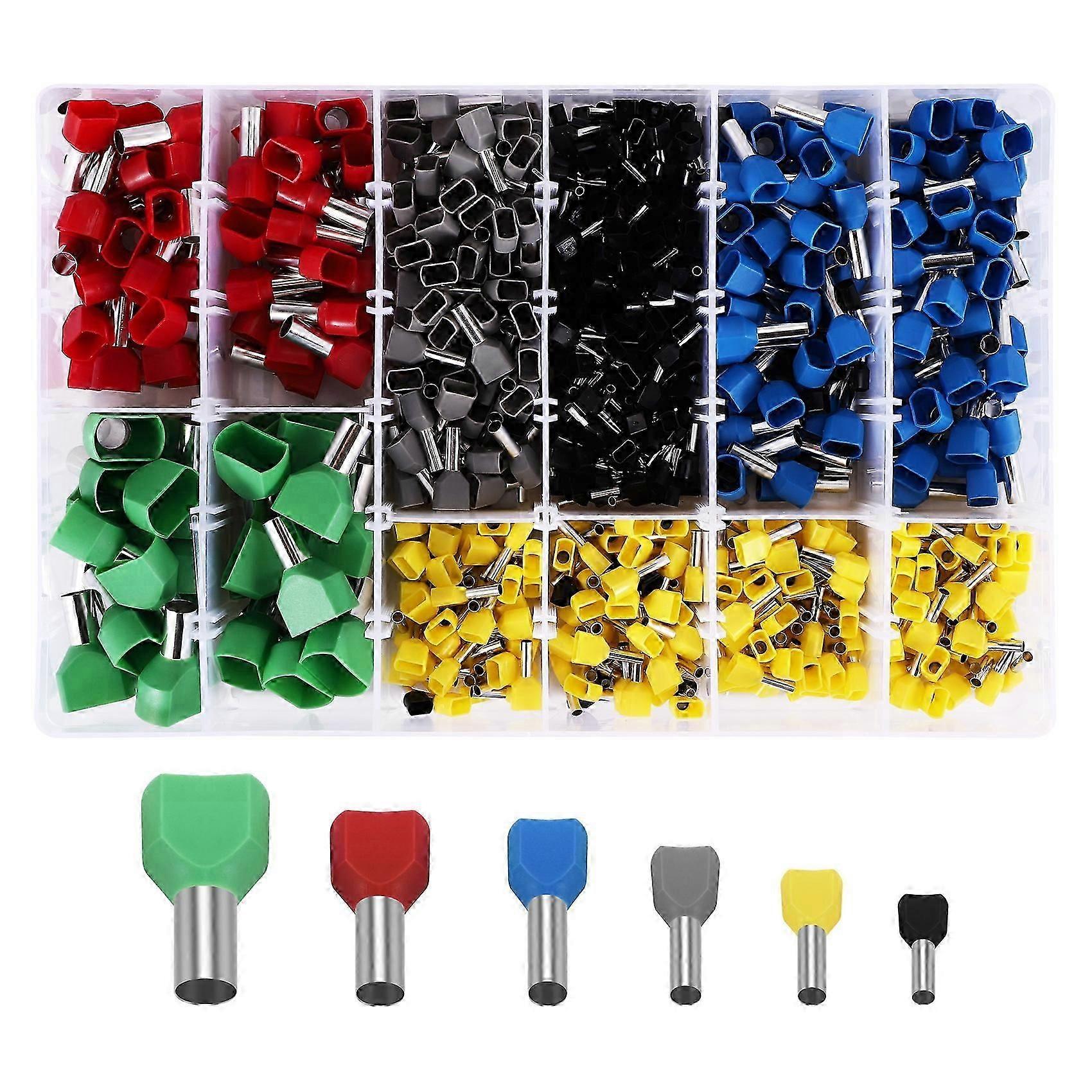 780Pcs Dual Bootlace Ferrule Teminator Kit Electrical Crimp Dual Entry Cord End Wire Terminal Conne jn