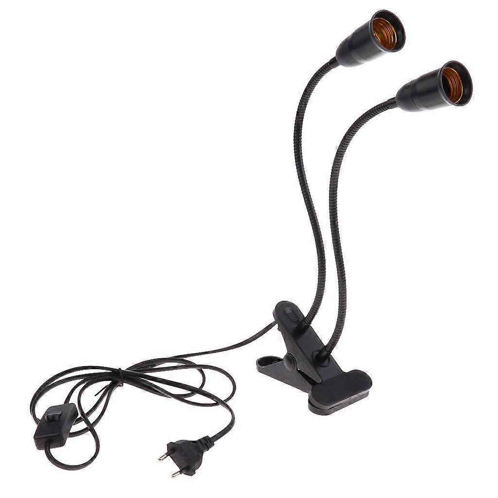 EU Plug E27 2-head Clip on Reading Light Base Desk Reading Lamp Socket
