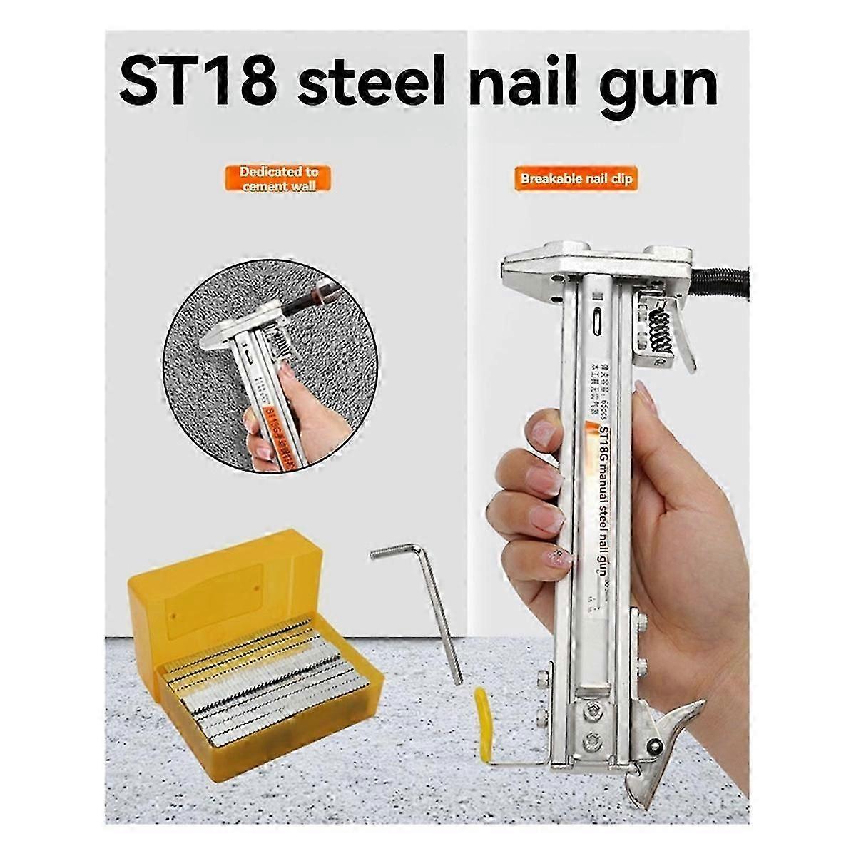 Cloueuse manuelle en acier ST18, appareil semi-automatique pour clous à ciment et fils, cloueuse à bois