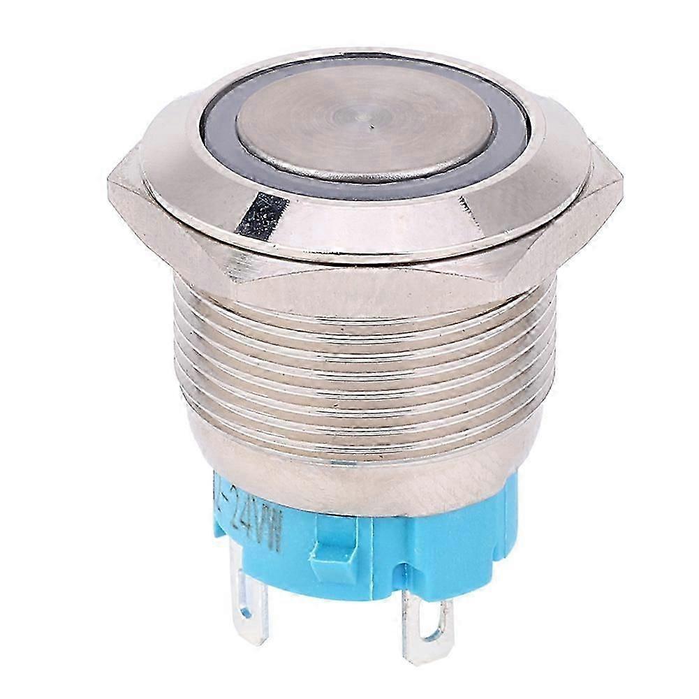 2pcs 12~24VDC 19mm Self Locking Push Button Switch 1NO 4PIN Metal Button Switch(White )