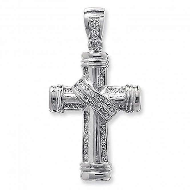 Acotis Silver Cross with Zirconia Stones Pendant G6108