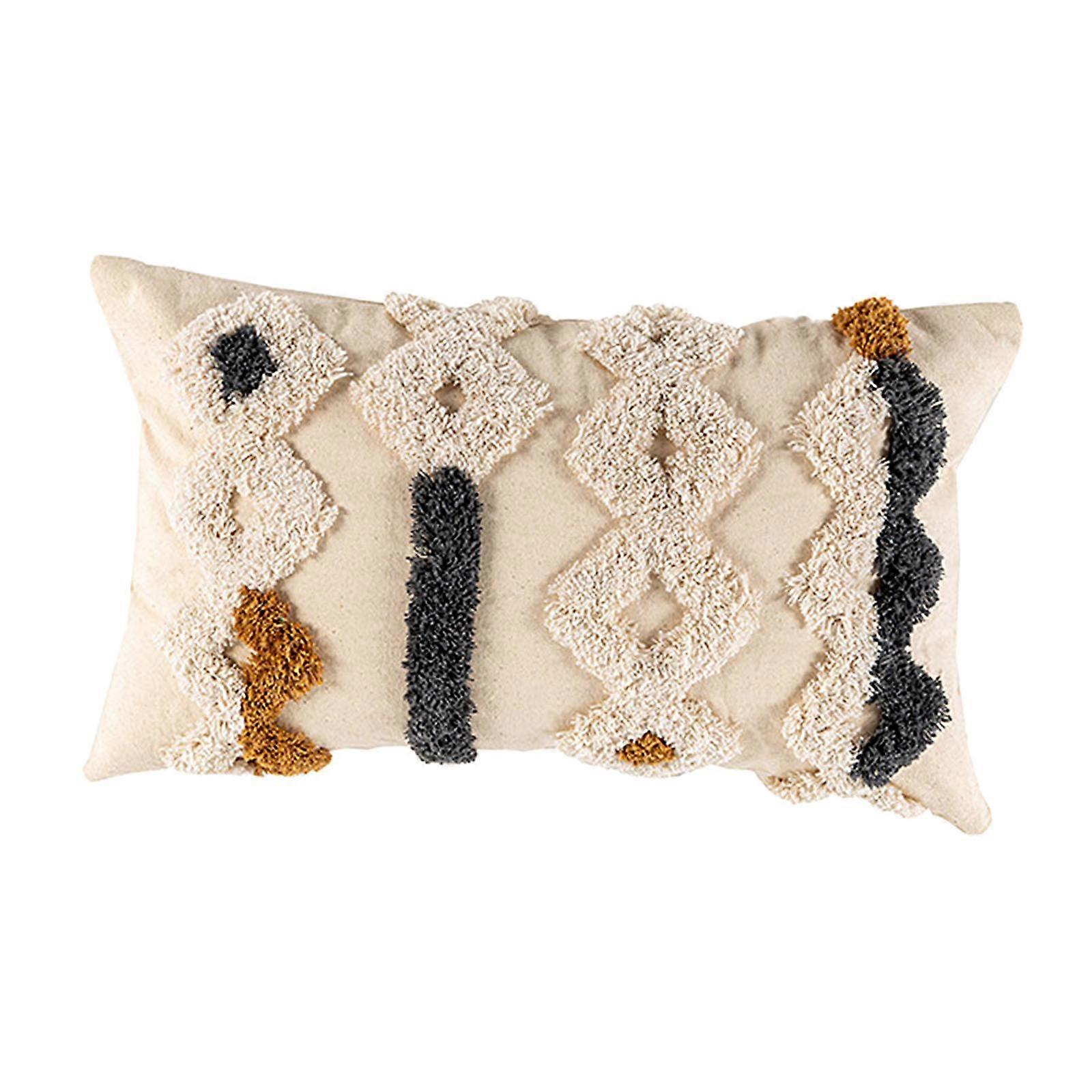 Boho Square/ Pillow Cover, Short Plush Tufted Decorative Pillow Covers Geometric
