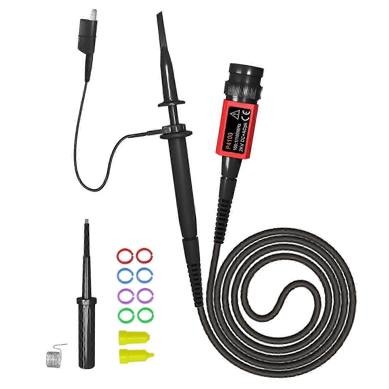 P4100 Oscilloscope Probe 100:1 2KV High Voltage 100MHz BNC Connector for Oscilloscope Adjustable At