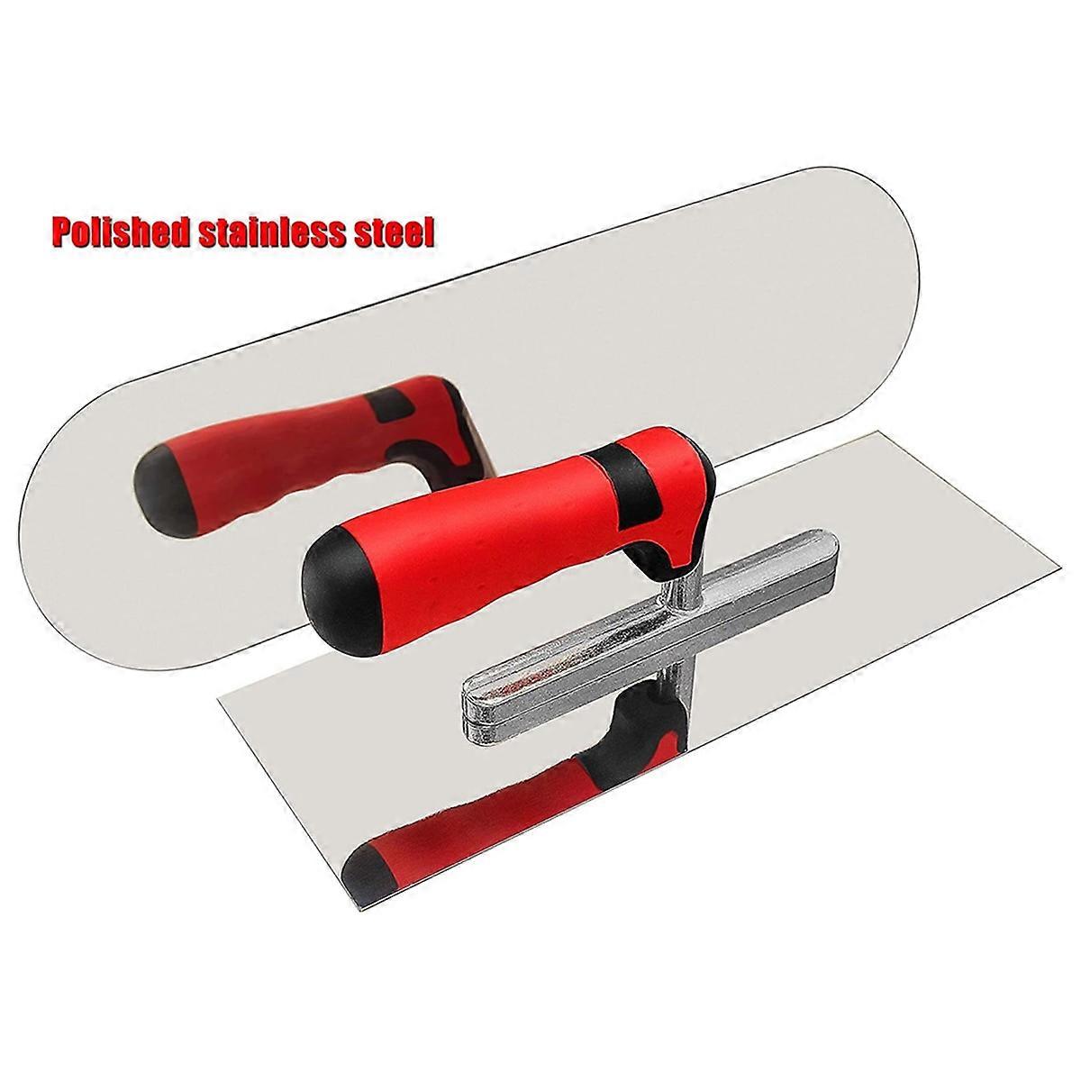 Concrete Tools Set Stainless Steel Flat Finishing Trowel (11x4in) and Pool Trowel (14x4in) Drywall C