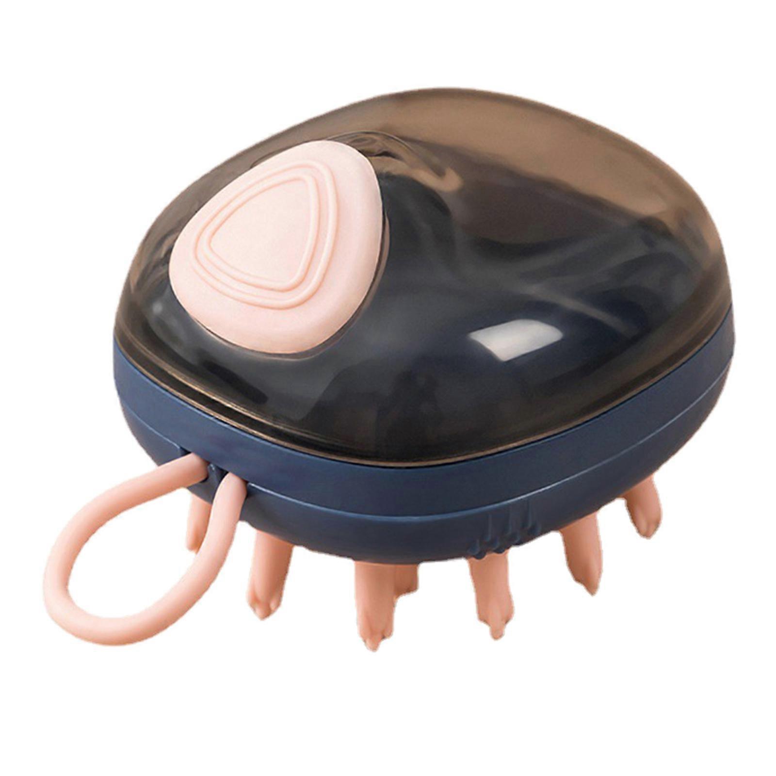 Dog Grooming Brush for Cat Bath Brush Soft Bristles Massage Brush for Deshedding with Shampoo Dispenser Non Slip Design Blue